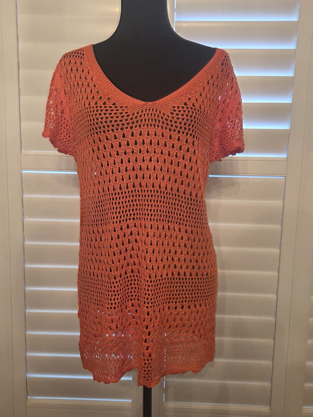 Women’s Orange Crochet Swim Cover-Up Size Small